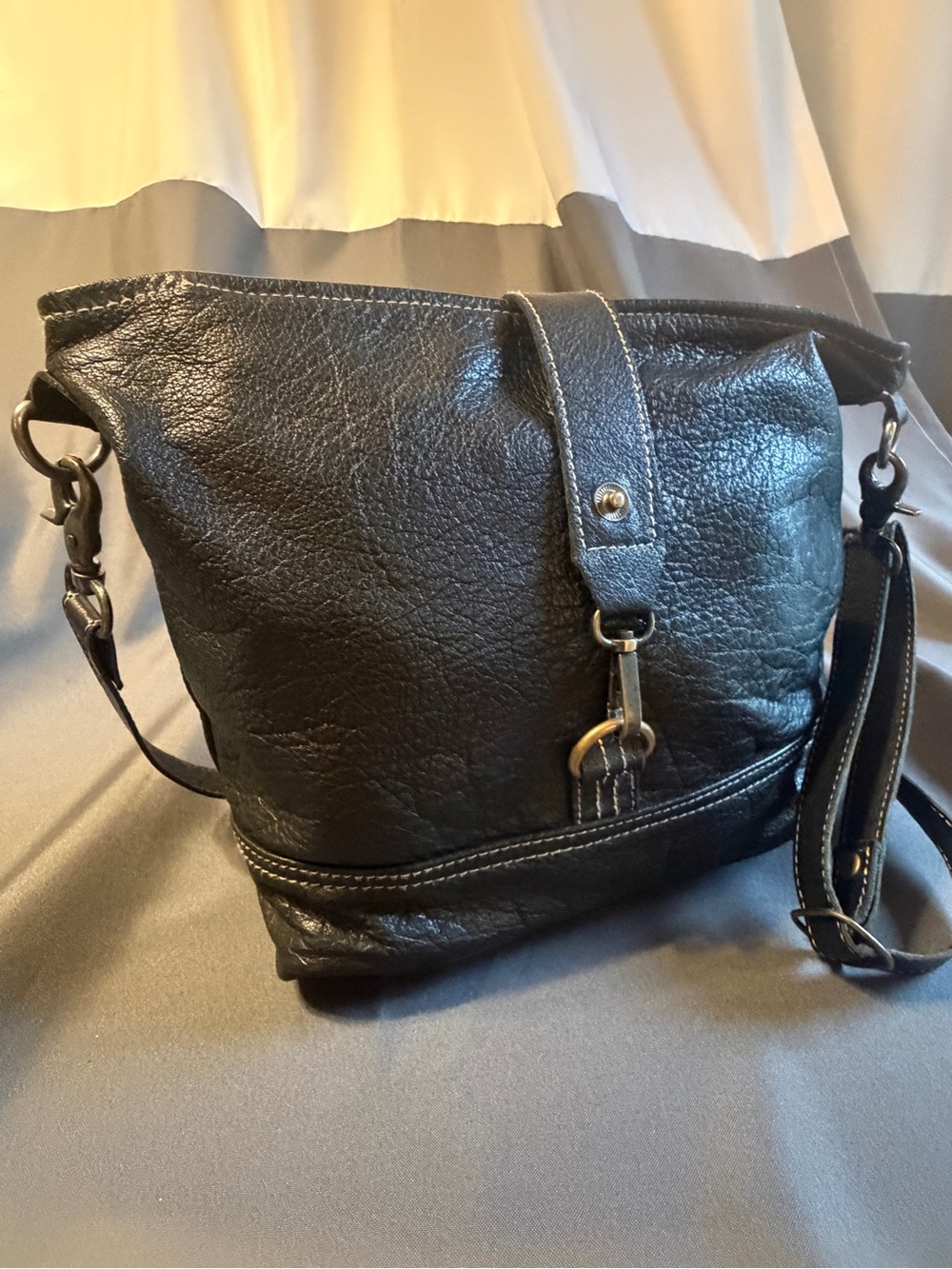 Myra Bag Black Leather Crossbody / Shoulder Bag